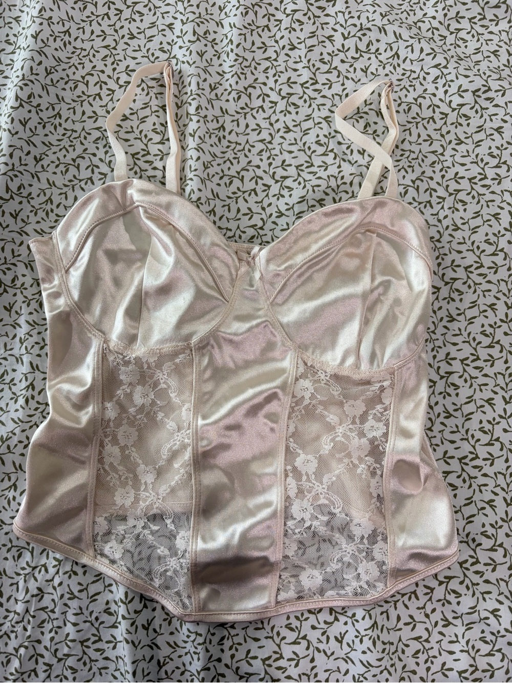 Satin Lace Bustier Top in white